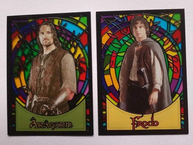 Lord of the Rings Evolution 2006 Stained Glass Card Aragorn & Frodo Mint