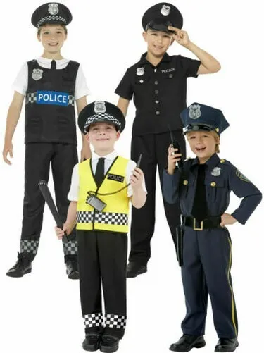 Ragazzi Police Ufficiale Costume Bambini Poliziotto Cop Uniforme Libro Giorno