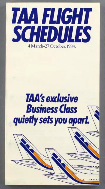 Taa Trans Australia Airlines Timetable Summer 1984