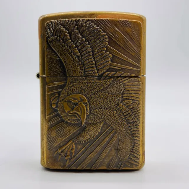 VTG ZIPPO Brass Eagle Cigarette Lighter Barrett Smythe Patriot Made In USA XIll