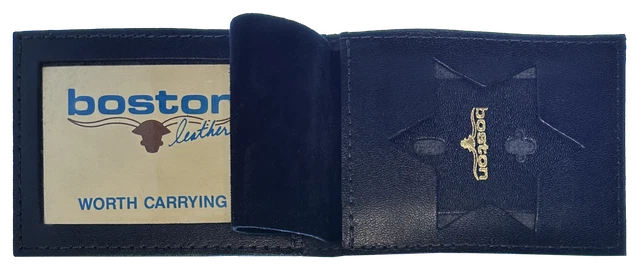 BOSTON LEATHER BILLFOLD STYLE BADGE WALLET: 6 Point Star Cutout (200-S-6010)