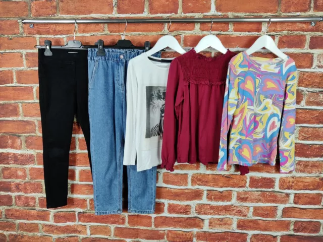 Girls Bundle Age 7-8 Years Next M&S Mango Jeans Long Sleeve T-Shirt Top 128Cm