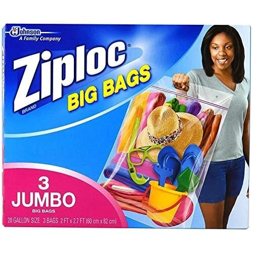 Ziploc Big Bags, XXL Double Zipper Bag - 6 Count