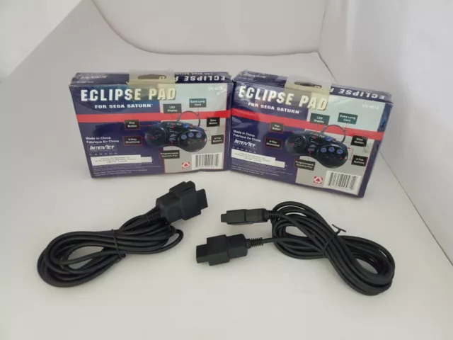 2 Neuf Usine Scellé Eclipse Contrôleurs + 2 1.8m Extensions pour Sega Saturne R5