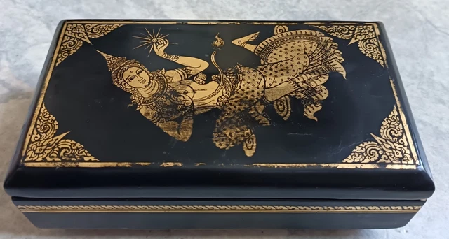 Mini Secrétaire / Boîte à Bijoux Vintage En Bois Et Cuir - Pièce Rare En Très Bon état