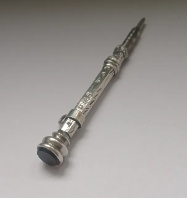 Antique   Solid Silver Retractable  Pencil Silver, Birmingham 1904.