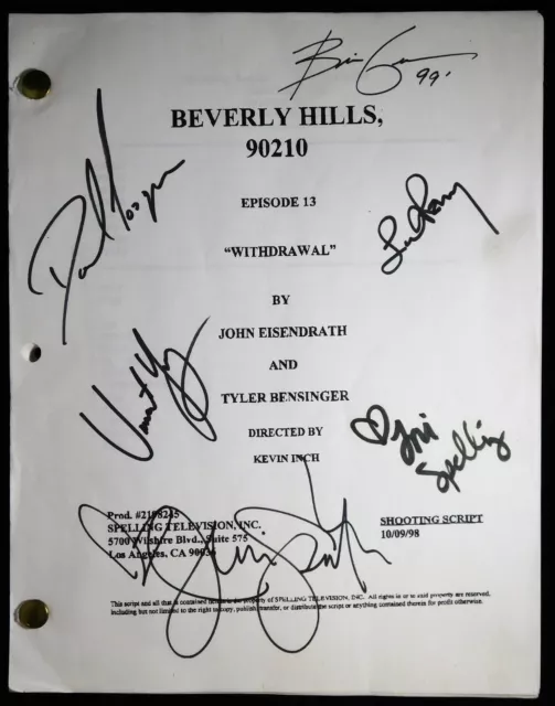 Beverly Hills 90210 Cast Perry Green Garth Signed Script by 6 JSA Authenticated