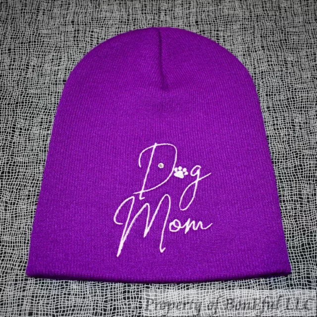 BonEful RTS NEW Boutique Purple Paw Print Knit Beanie HAT Dog Mom Girl Lady SALE