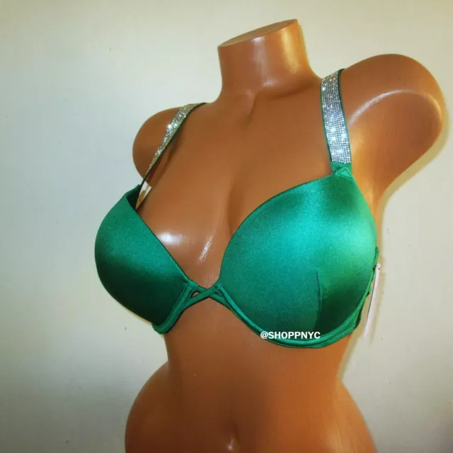 Victoria's Secret, Swim, Victoria Secret 38dd Bombshell Push Up Bikini  Top Miraculous Shine Strap Green