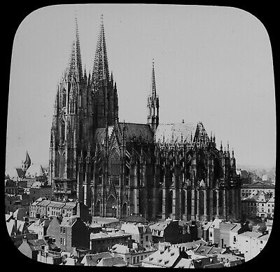 Magic Lantern Slide SOUTH FRONT OF COLOGNE CATHEDRAL C1890 PHOTO GERMANY KOLN