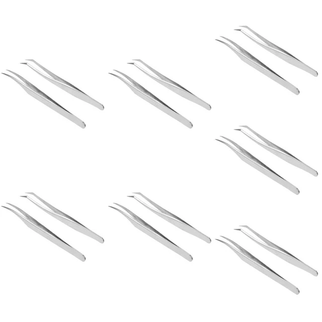 14 Pcs Eyebrow Clips Eyelash Extension Tweezers Eyelash Extension Tools Bevel