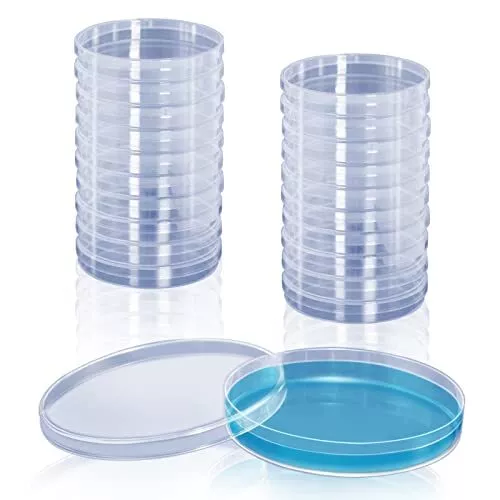 20 Pack Sterile Plastic Petri Dishes with Lid for Lab Analysis, School Projects