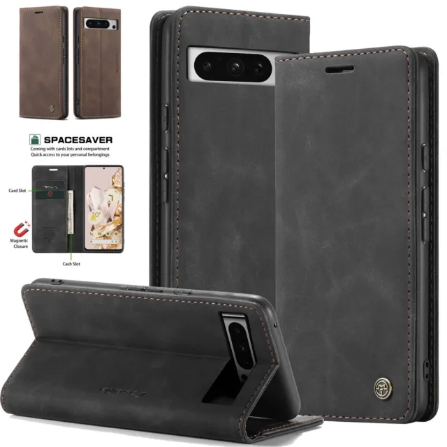 For Google Pixel 8 7 6 Pro Leather Flip Wallet Case Card Holder Magnetic Cover