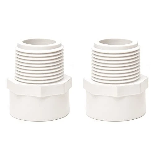 2pcs 2Inch White 2-Way PVC Male Adapter