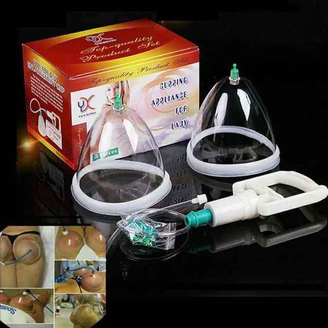Breast Buttocks Enlarger Pump Massager Dual Cup Kits Natural Enhancement Vacuum 3