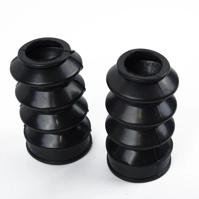 2 Housses Fourche Moto Caoutchouc Noir - Protection Tubes Avant Tout-Terrain | Style Accordéon Anti-Débris