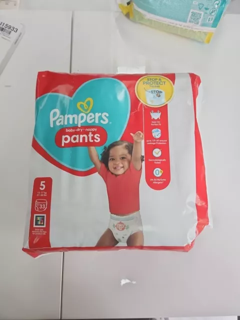 Pampers Baby-Dry Nappy Pants, Size 5 (12-17kg) Essential Pack 33 per pack