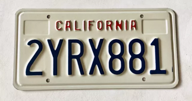 Vintage 1990s California Auto Car License Plate 2YRX881 Red Blue White Sparkle