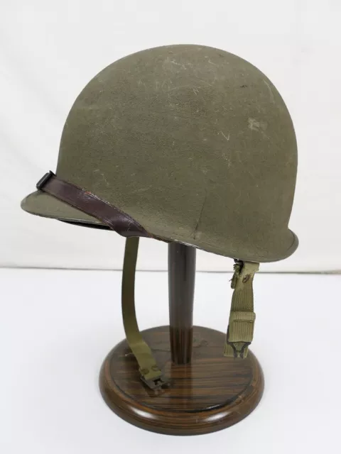 Original US WW2 M1 Stahlhelm Helm Glocke vorne gebördelt mit Liner Vietnam