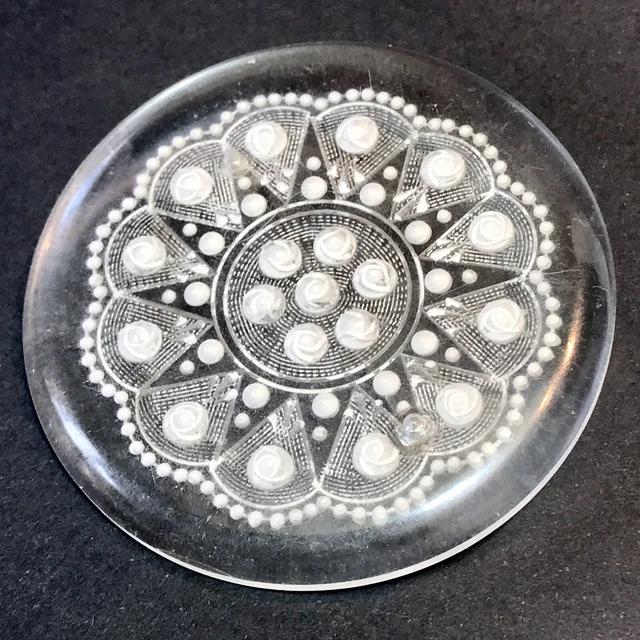 Broche De Deuil Ancienne En Jais - Style Art Déco Losange - Fleurs Et Perles - Occasion