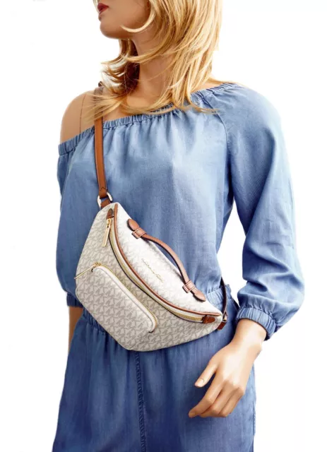 Michael Kors Donna Borsa da Cintura Erin XS Waistpack Xbody Vanilla Nuovo