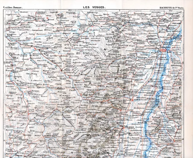 Vosges Alsace 1894 carte orig. + guide (122 p.!) Sarrebourg Remiremont Munster