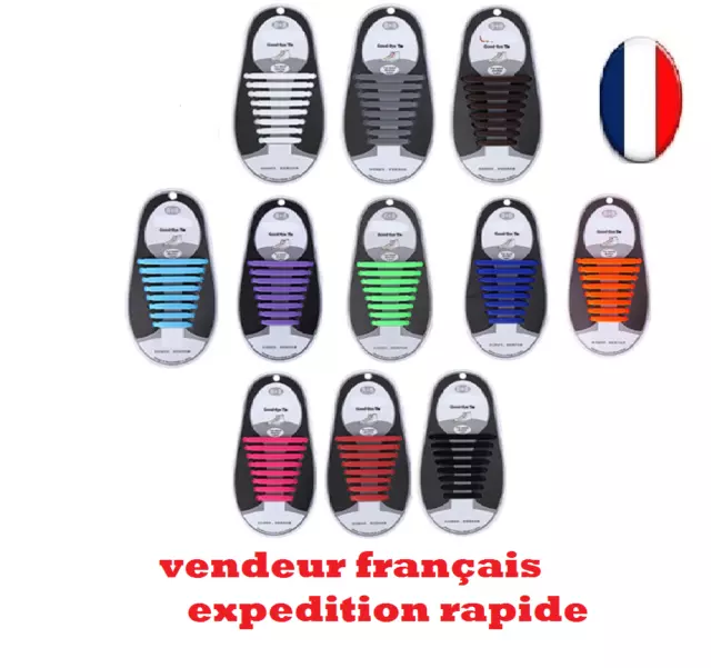 Lacet Chaussure Élastique Silicone Baskets Adulte Enfants facile 16 piéces