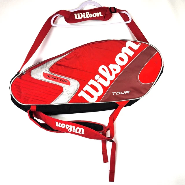 Wilson Tennis Racquet Tour Backpack 6 Pack Bag K Factor Red Shoulder Straps Wilson Tennis Racquet Tour Backpack 6 Pack Bag K Factor Red Shoulder Straps