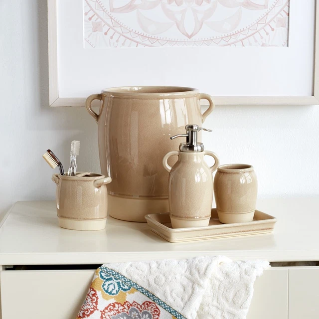 Bomba de accesorios de baño Peri Kilim, beige, 4,13"" L X 3,46"" W X 7,48"" H", cerámica