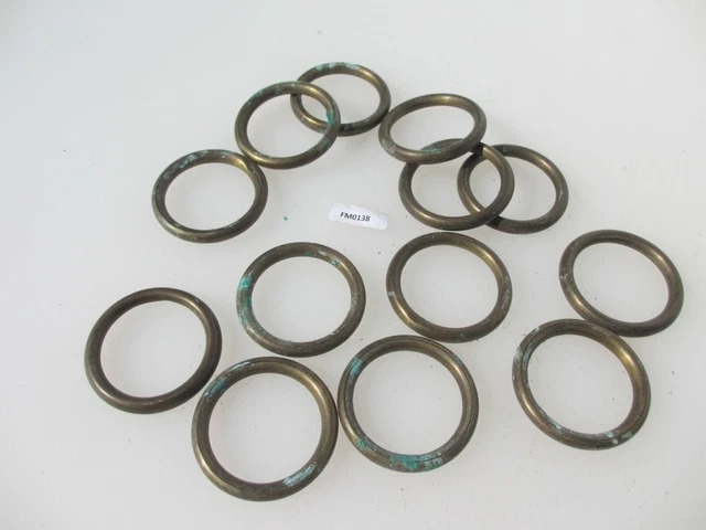 Antique Brass Curtain Rings Victorian Holder Hangers Vintage French x13 - 2"W