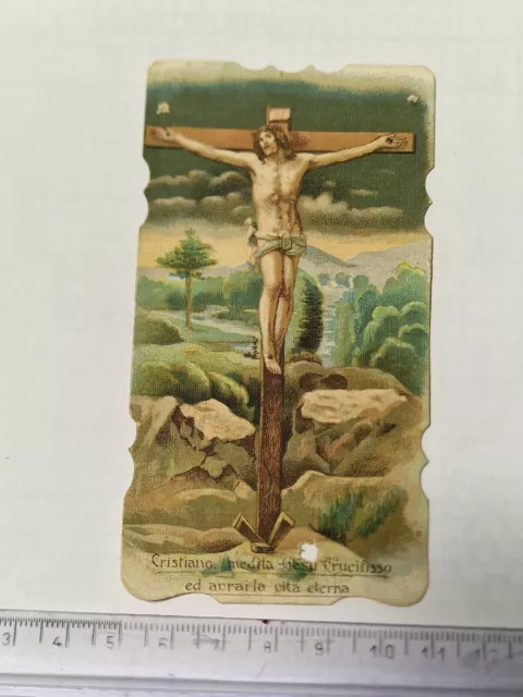 Santino Holy Card fustellato Cristo Crocifisso  1898 ZA1016 ^