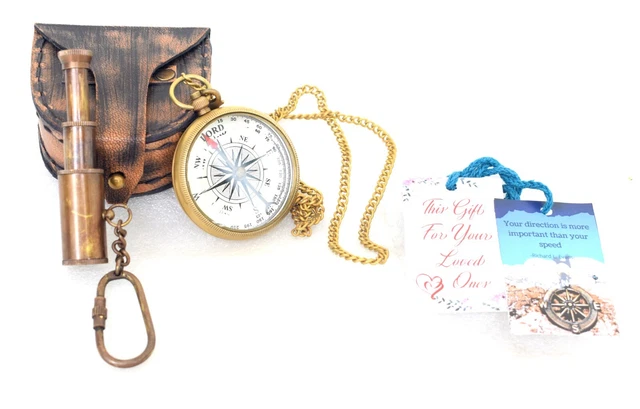 Locate Compass Handmade Survival and Direction Compass FREE Telescope Key Ring
