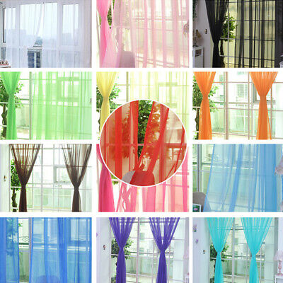 Cortinas de tul para la sala de estar de cocina cortinas transparentes lisas en el vientoA-H1