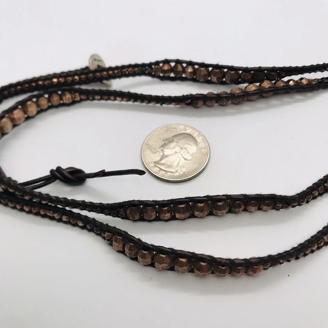 CHAN LUU DESIGNER STERLING SILVER LEATHER BEADED MARKED 925 33” NECKLACE 38.2g