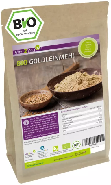 Vita2You Bio Goldleinmehl 1000g - Glutenfrei - Mehlersatz - hoher Proteingehalt