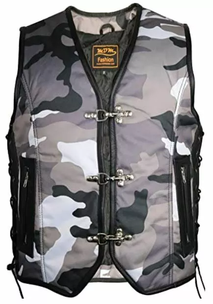 Camouflage Kutte Bikerweste Clubweste Rockerweste Chopper Schnallen Herren Weste