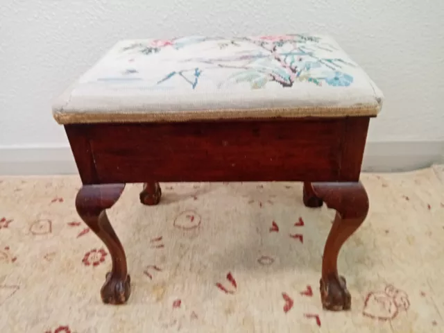 Vintage  piano stool  Mahogany ,Ball and Claw Feet Tapestry Top 99p no reserve