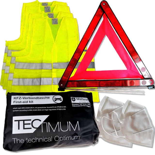 KFZ Auto Erste Hilfe Set Petex Verbandtasche Schwarz Warnweste Dreieck DIN13164