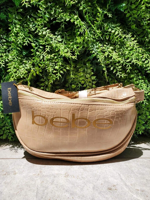 “NWT” Bebe  Croco Convertible Sling Belt Bag Purse Fanny Pack Waist Bag Mink