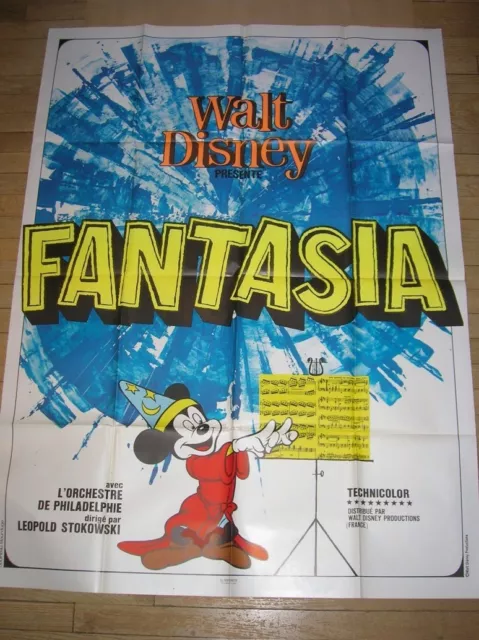 Affiche Originale Walt Disney / Fantasia / 120 X 160 Cms / Tres Bon Etat