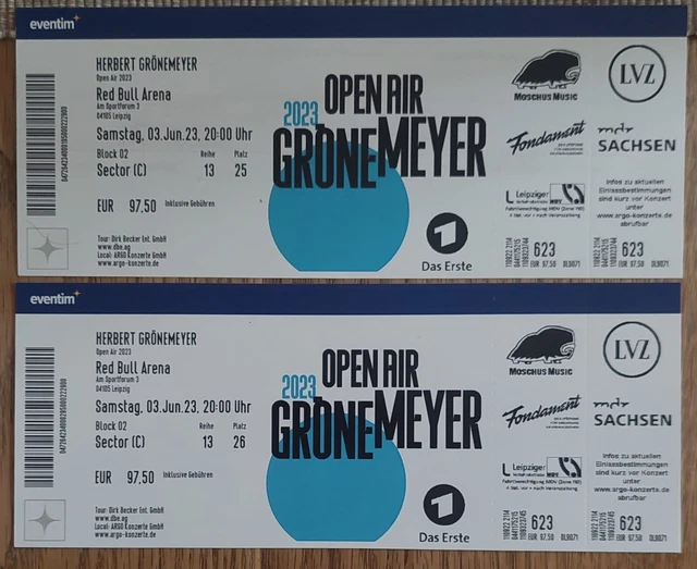 2 Konzertkarten Herbert Grönemeyer 20 Uhr Red Bull Arena Leipzig 03.06.2023