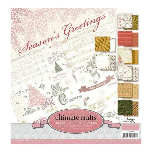 Couture Creations Paper Pad - Season's Greetings 12 x 12" Christmas 24 pcs