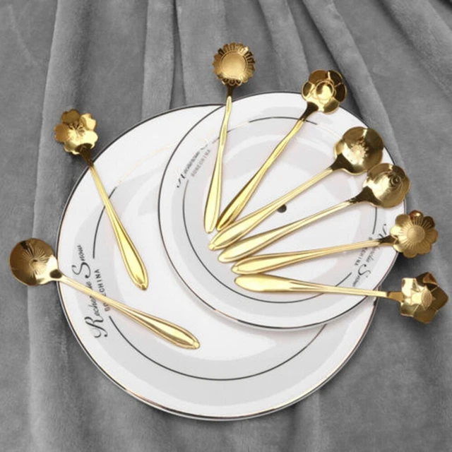 Cuchara cuchara de café cubiertos té azúcar postre acero inoxidable oro cucharadita