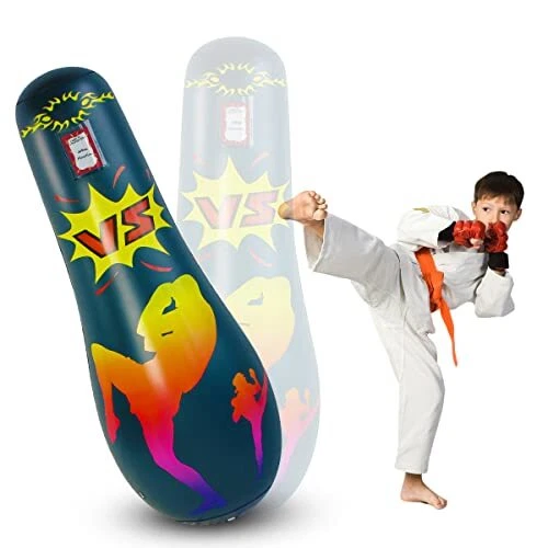 Inflatable Punching Bag for Kids Boxing Bag for Kids Free Standing Boxing Bag...