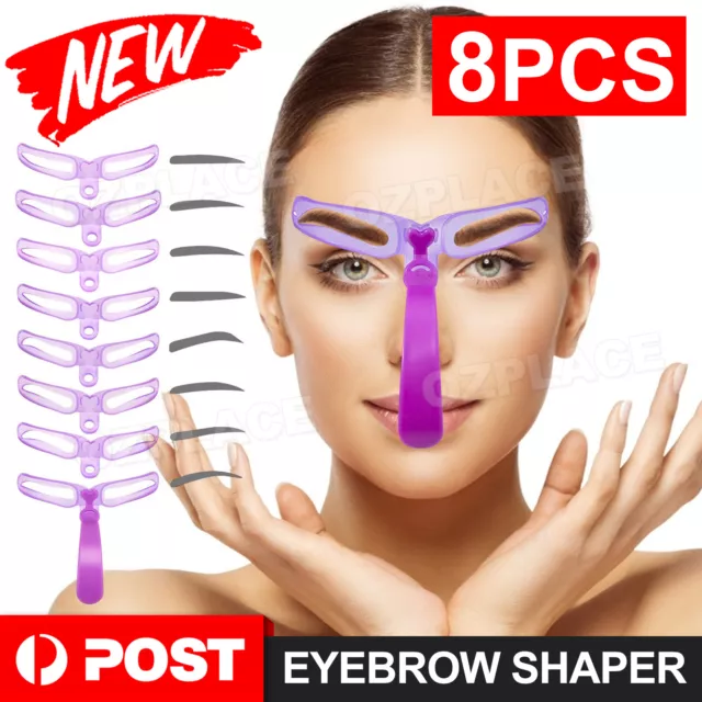 8Pcs Kit Template Eyebrow Grooming Stencil DIY Shaping Shaper Women Makeup