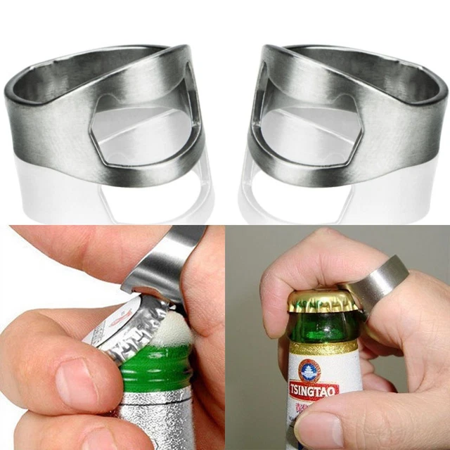 Strumento Anello Dito Design Bottiglie Birra Apribottiglie Acciaio Inox Rimuovi Coperchio