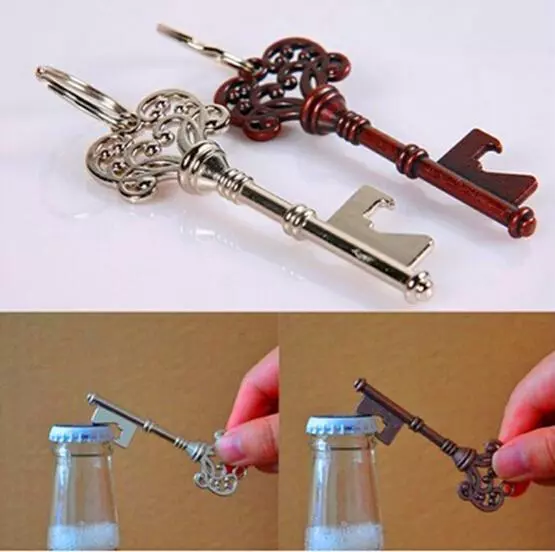 Key Shaped Bottle Beer Opener Ring Keyfob Keyring Chain Keychain Metal Tool FY