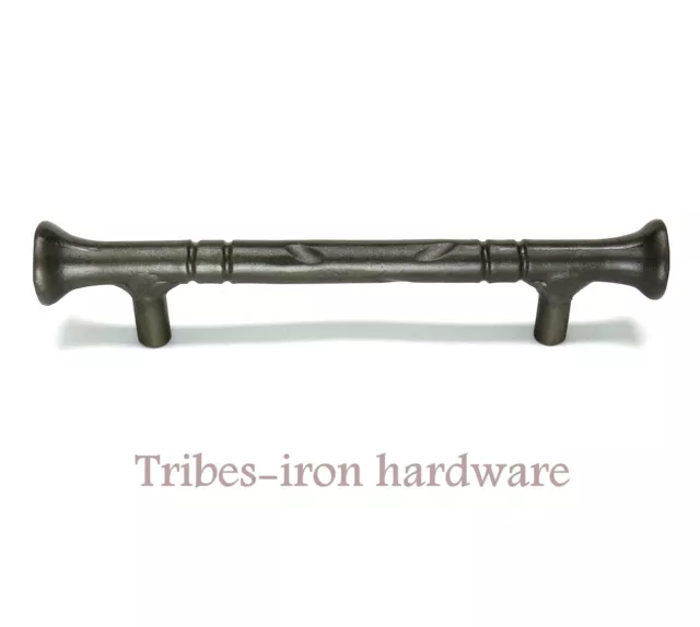 Ø HAND FORGED 96mm WROUGHT IRON PULL HANDLE Kitchen Cupboard Chest Door Drawer