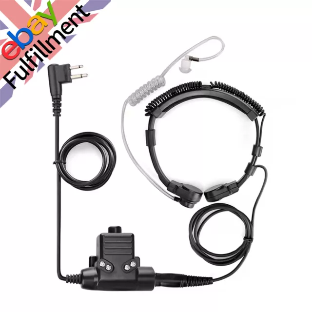 2Pin U94 PTT Mic Earpiece Radio Headset Cable Cord For Baofeng Kenwood HYT d