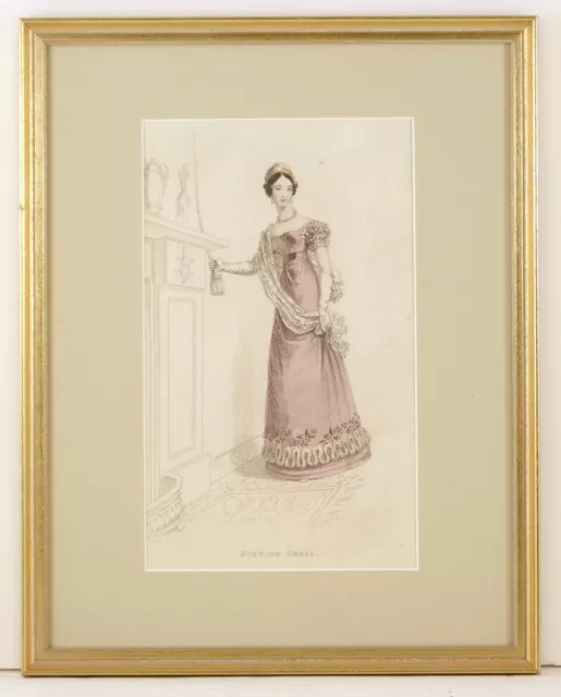 Evening Dress Engraving William Hopwood(?) Ackermann's Repository (1823) Fashion